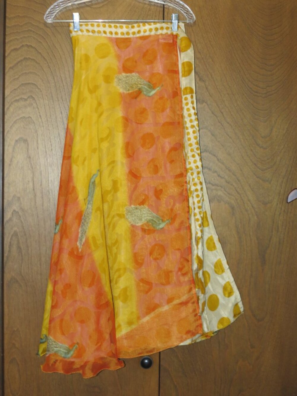 Rangeelaa Sari Silk Wrap Skirt Regular Ankle 50x36 Peacocks! Boho Gypsy